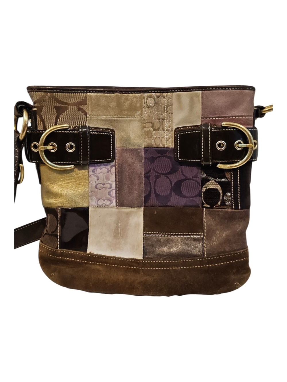 Y2k Coach Eva Holiday Patchwork Crossbody Bag Purse Style # 3573 - Picture 8 of 16